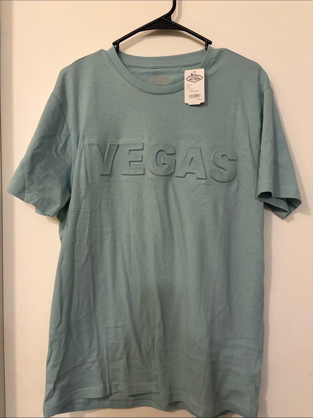 Welcome to Las Vegas Embossed Pale Aqua T-Shirt
